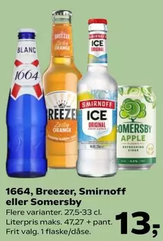 Orange - 1664, Breezer, Smirnoff or Somersby