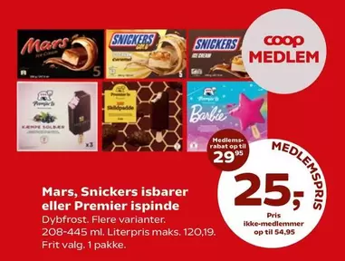 Barbie - Mars, Snickers isbarer eller Premier ispinde