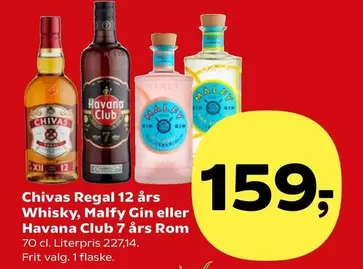 Havana - Regal 12 års Whisky, Malfy Gin eller Club 7 års Rom