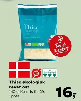 økologisk revet ost