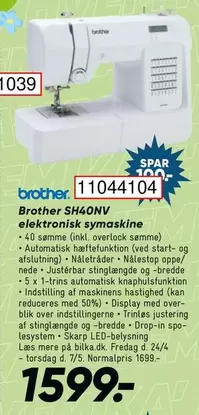 Brother SH40NV elektronisk symaskine