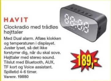 Kort - Clockradio med trådløs højttaler