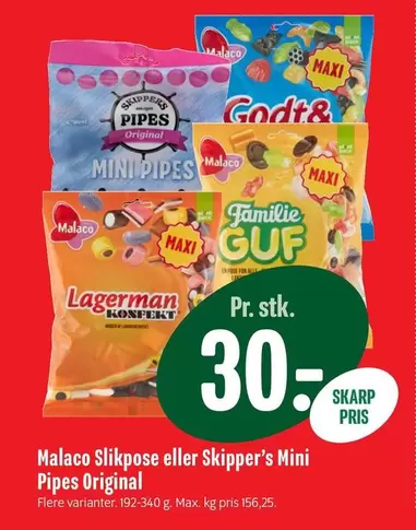 Malaco Slikpose eller Skipper's Mini Pipes Original