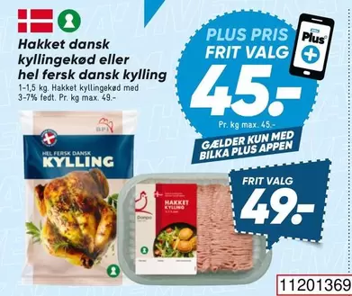 Hakket dansk kyllingekød eller hel fersk dansk kylling