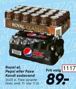 Pepsi - Royal ol,  eller Faxe Kondi sodavand