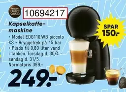 Kapselkaffe-maskine Model EDG110.WB piccolo XS