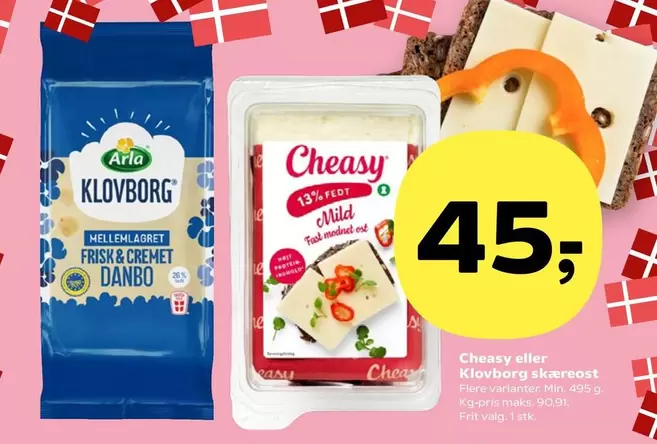 Arla - Cheesy eller Klovborg skæret ost