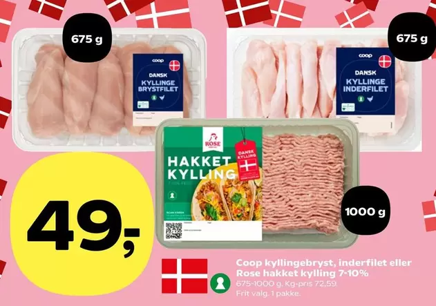 Rose - Coop kyllingebryst, inderfilet eller  hakket kylling