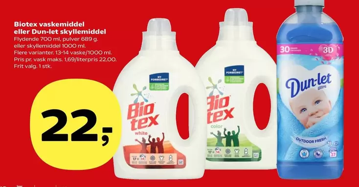 Bio - vaskemiddel eller Dun-let skylllemiddel