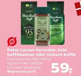 formalet, hele kaffebønner eller instant kaffe