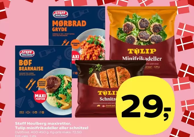 Mørbrad gryde / Bøf bearnaise / Minifrikadeller eller Schnitzel