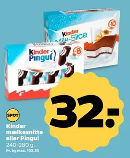 Kinder - mælkesnitte eller Pingui
