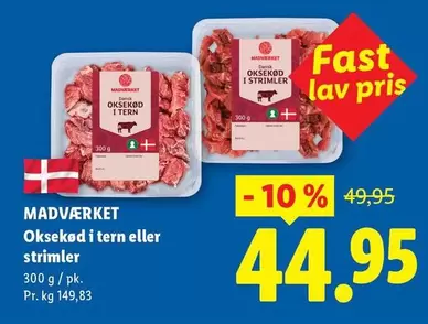 Oksekød i tern eller strimler