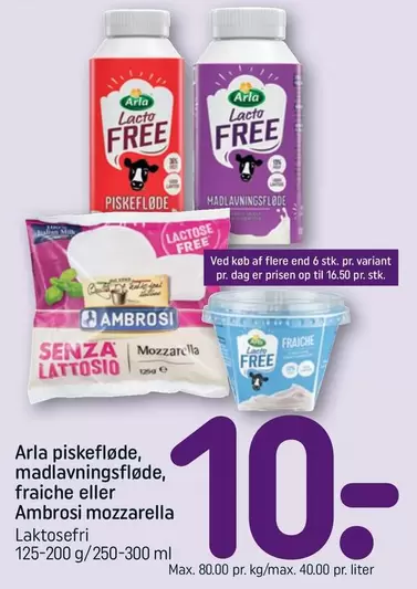 Arla - piskefløde, madlavningsfløde, fraiche eller Ambrosi mozzarella