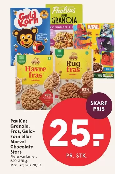 Granola - , Fras, Guld-korn eller Chocolate Stars