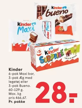 Kinder - Maxi bar, Æg med legetøj eller Bueno