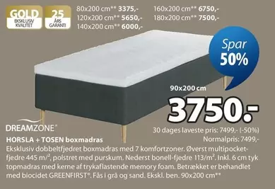 HORSLA + TOSEN boxmadrass 90x200 cm