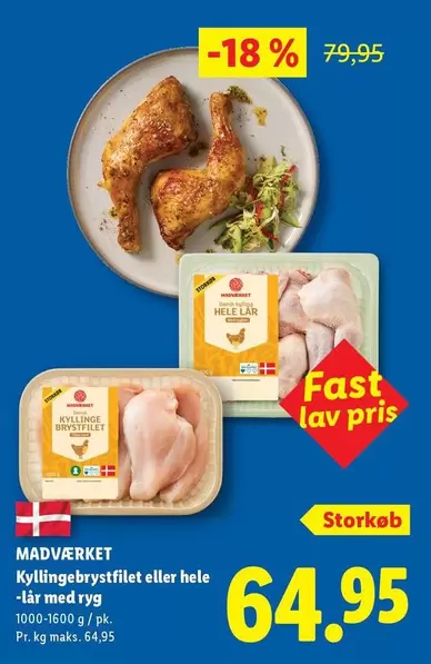 Kyllingebrystfilet eller hele kyllingelår med ryg
