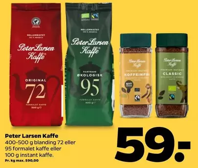 Kaffe 400-500 g blanding 72 eller 95 formalet kaffe eller 100 g instant kaffe