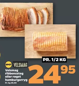Velsmag ribbenssteg eller røget hamburgerryg