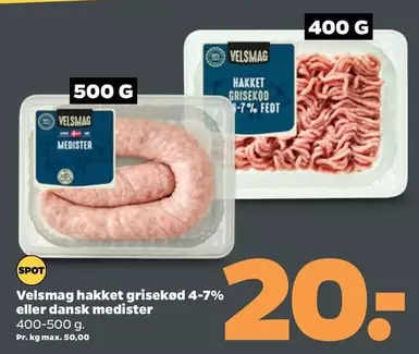 hakket grisekod 4-7% fedt eller dansk medister