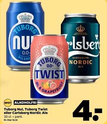 Carlsberg - Tuborg Nul, Tuborg Twist eller  Nordic Ale