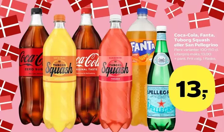 Coca Cola - Coca-Cola, Fanta, Tuborg Squash, eller San Pellegrino