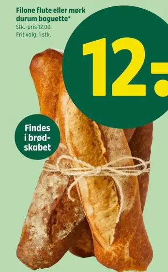 Filone flute eller mørk durum baguett
