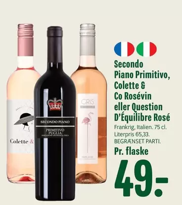 Secondo Piano Primitivo, Colette & Co Rosévin eller Question D'Équilibre Rosé