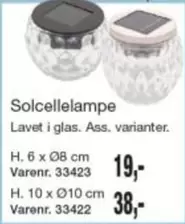 Solcellelampe Varenr. 33423, Varenr. 33422