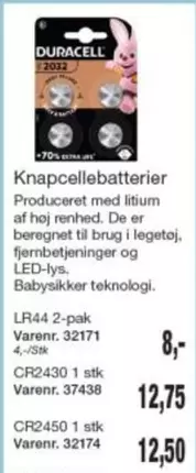 Knapcellebatterier LR44 2-pak