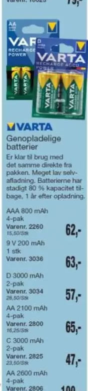Genopladelige batterier