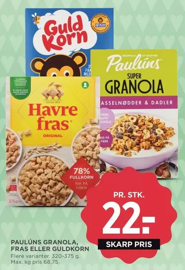 Granola - Paulüins , Havre Fras eller GuldKorn