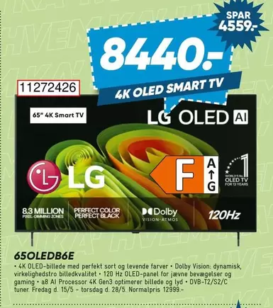 Lg - 4K OLED SMART TV 65" 65OLED B6E
