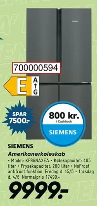 Siemens - Amerikankøleskab KF96NAXEA