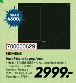 Siemens - Induktionskogeplade ED61RBSB6E
