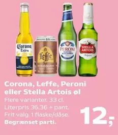 Corona, Leffe, Peroni eller Stella Artois øl