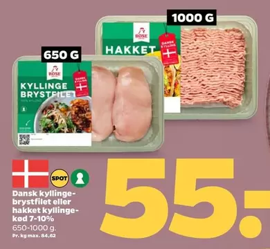 Rose - Dansk kyllinge-brystfilet eller hakket kyllinge-kød