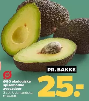 økologiske spisemodne avocadoer