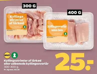 Kyllingestrimler af lårkød eller kyllingeoverlår