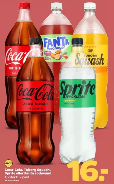 Coca Cola - Coca-Cola, Tuborg Squash, Sprite eller Fanta sodavand