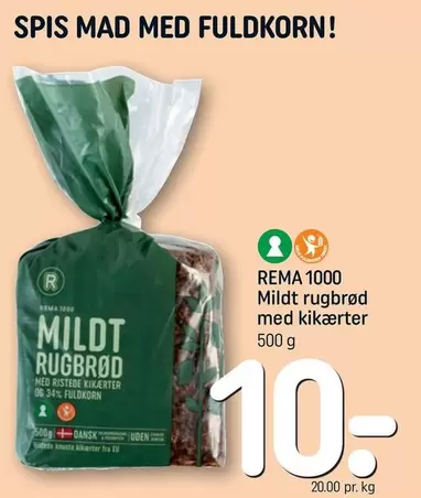 Mildt rugbrød med kikærter