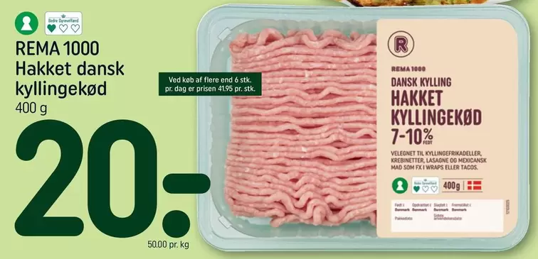 Hakket dansk kyllingekød 400 g