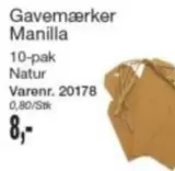 Natur - Gavemærker Manilla Varenr. 20178