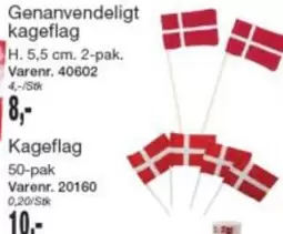 Genanvendeligt kageflag H. 5,5 cm. 2-pak. Varenr. 40602