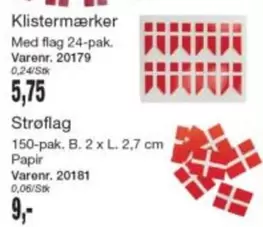 Klistermærker Med flag 24-pak. Varenr. 20179