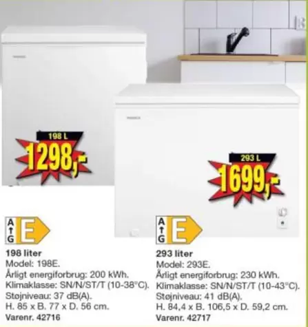 198 liter 1298,- / 293 liter 1699,-