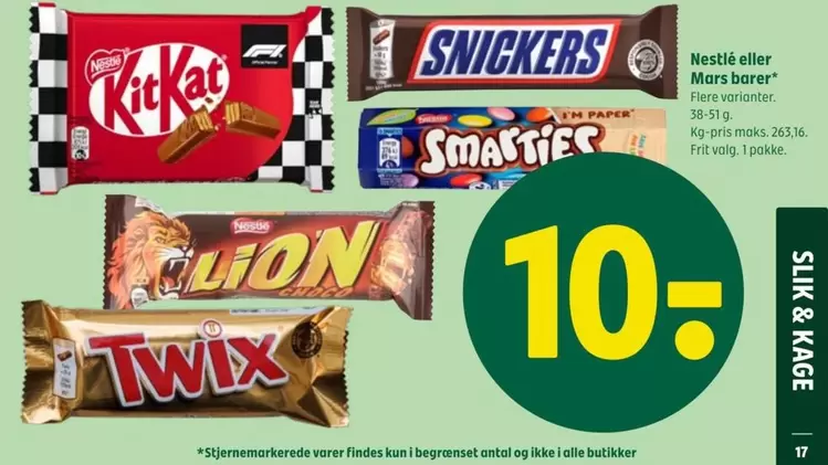 KitKat, Snickers, Smarties, Lion, Twix