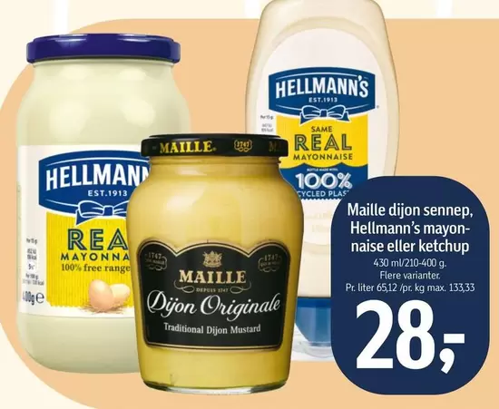 Dijon sennep, mayonnaise eller ketchup