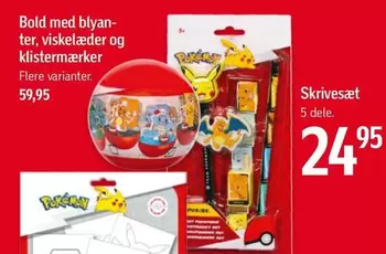 Pokemon - Bold med blyanter, viskelæder og klistermærker